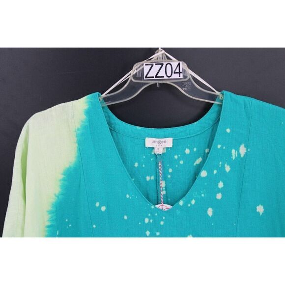 Umgee Green Bleached Raw Hem Size Medium Short Sleeve NWT - Picture 2 of 7